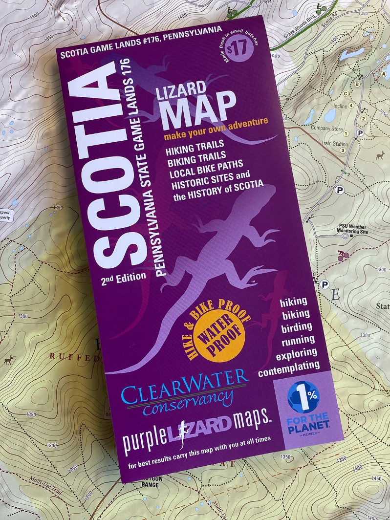 Product Description: Scotia - technically called Pennsylvania State Game Lands #176 - but referred to by locals as The Barrens, Scotia, or the Scotia Barrens. This is a place with many wonders - otherworldly in places, and echoing of a deep history well worth exploring. This map features a modern day trail map on one side and an 1892 historical map of Scotia on the other side with photos both new and old. The history of iron ore mining, and the communities that lived and worked in this area echo throughout the landscape.</br></br>Lizard Maps are durable, waterproof, and give you the big picture – the map opens to 24” x 36” and folds easily to 4” x 8” to fit in your back pocket. The ScotiaLizard Map scale is 1:16,075.Includes both lat./lon. and UTM coordinate systems.</br></br>This is a hyper-local map, which is different than the other Lizard Maps. Unlike our maps of larger State Forest landscapes over 100,000 acres,this map covers about 7,000 acres of public land in the State College, PA area.</br></br>Hikers and trail runners have a tremendous amount of trails to explore in a relatively small area - great for putting together loops of various lengths. Cyclists and equestrians can useseveral main trail corridors that traverse the Game Lands and connect withmajor roads, bordering parks, and tie into the State College bike path system.</br></br>As an FYI aboutthe trail system in Scotia Game Lands #176 - the Game Commission does not name the trails, nor do they blaze them. They use a small plastic marker at the entrance or intersection of most trails that denotes a hiker, if it is foot use only, or a hiker-biker-horse if it is a shared use trail. But you will not find trail signs with names in the State Game Lands.</br></br>Scotia is a unique natural environment with many small (and not-so-small) lakes, vernal pools, old railroad corridors, historical ruins, and unusual vegetation habitat, The topography is unusual and it feels that way: in summertime temperatures can drop as much as 30 degrees cooler than in nearby State College Pennsylvania. Pitch pine and scrub oak dominate the Barrens, but you'll also find an amazing variety of rare, threatened and endangered plant and animal species such as the hoary puccoon, lupine, barrens buckmoth and frosted elfin.</br></br>Scotia was a former iron ore mining community in the 1800s and early 1900s—a real town, with a company store, a one-room schoolhouse, a church,a Main Street with duplex houses, a big fancy Superintendent's House, and a boarding house on the hill. It was also a major industrial ore mine, beginning with a hundred men working with picks and shovels and eventually becoming a network of railroads, steam shovels, boilers, pump derricks, ore washers, and severalhundred men trying to do back breaking work without getting killed. That history echos today in the form of odd shaped pits, mysteriously flooded lakes, concrete bunkers and stone foundations.</br></br>This map is a collaboration withClearWater Conservancy, an important Central Pennsylvania environmental non-profit that specializes in land preservation. Clearwater preserved the Barrens to Bald Eagle Wildlife Corridor, which abuts Scotia and continues to the Bald Eagle Mountain ridgetop. This also serves as a parking area and access to the northern side of the Barrens of Route550.</br></br>One of the highlights of Scotia is the many small ponds that lie on the western side, in the Tow Hill region. There are many trails to and around these ponds, but please note that only therecognized Game Commission trails are shown on the map, so if you plan on exploring off-trail, or following deer paths, you might want to keep a compass handy.</br></br>In Scotia you may come across bits of railroad track,old stone foundations and other remnants of Scotia's industrial past. If you do find an artifact of some sort, such as an interesting old tool or unique object that leaves you scratching your head, please leave it in place andtake a photo of it to theCentre County Historical Society. Historians and archaeologists are working to reconstruct what was happening there in the 1800s and these artifacts may prove helpful for their research.</br> Scotia Game Lands - Lizard Map