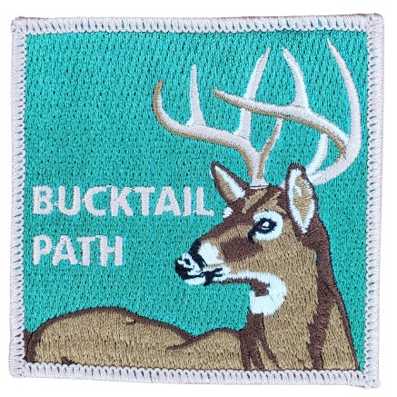 Product Description: Bucktail Path Patch</br>Square, 3"; cloth; six colors.</br> Bucktail Path <br>Trail Patch