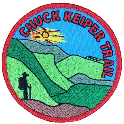 Product Description: Chuck Keiper Trail Patch</br>Round; 3"; cloth; six colors.</br> Chuck Keiper <br>Trail Patch