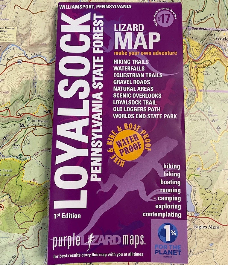 Product Description: The Loyalsock - Worlds End Lizard Map will help you plan all your adventures in and around Loyalsock State Forest from Williamsport to Worlds End State Park. This is one of the most popular 4-season State Parks in Pennsylvania.</br></br>A beautifully designed, easy to read topographic map featuring contour lines, elevation data, shaded relief, and all the key details you need to plan your adventures: backroads and trails, trail use designations, road surfaces (paved and dirt), the Loyalsock Trail and Old Loggers Path, parking access, campsites, public lands, historic sites and more.</br></br>Lizard Maps are durable, waterproof, and give you the big picture – the map opens to 24” x 36” and folds easily to 4” x 8” to fit in your back pocket. The scale is 1:47,550 (1 inch = 3/4 mile). Includes both lat./lon. and UTM coordinate systems.</br></br>There is a detailed inset map of Worlds End State Park at a scale of 1:20,000.</br> Loyalsock - Lizard Map